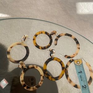 Hoop Earrings tortoise, New! 3 sets,  2”